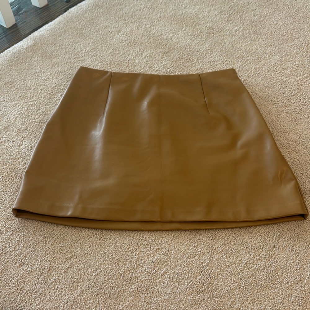 Abercrombie Tan/Brown Vegan Leather Skirt
